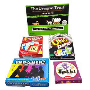 Family Card Game LOT Uno Dare Ungame Scrabble Oregon Trail Spot It India